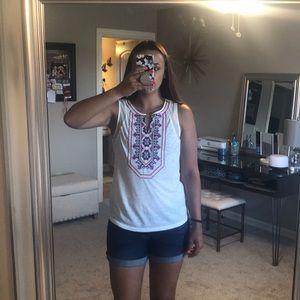 White embroidered tank top